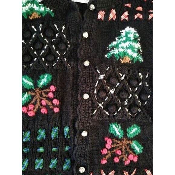 Fair Isle Vintage Embroidered Cotton Granny 80s Christmas Cardigan Sweater Sz XL - Picture 4 of 11